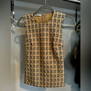 Prada Vintage Top Embroidered Brocade Nude Gold and Brown 40 / 4